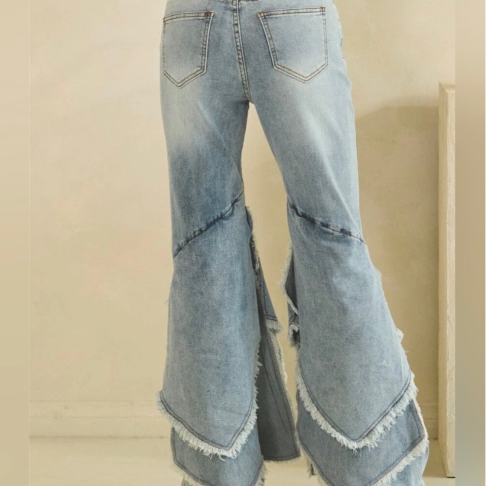Oli & Hali jeans Tiered Fringe Flare Jeans womens size medium OH! Jeans western - Picture 10 of 12